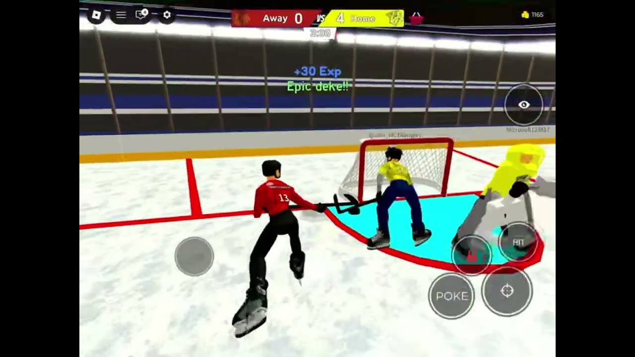 Playing hockey
