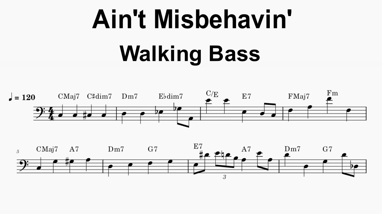 Sight Reading Practice - Ain't Misbehavin' - Walking Basslines