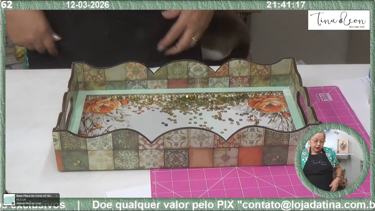 Execução da bandeja de MDF com Papel de seda e Efeitos