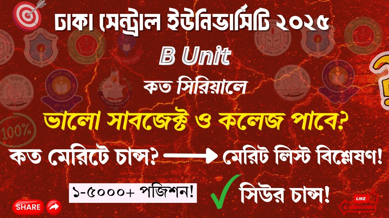 ৭ কলেজ মেরিট বিশ্লেষণ| কত মেরিটে চান্স হবে| ভালো সাবজেক্ট কত মেরিটে| বি ইউনিট| DCU Merit Analysis