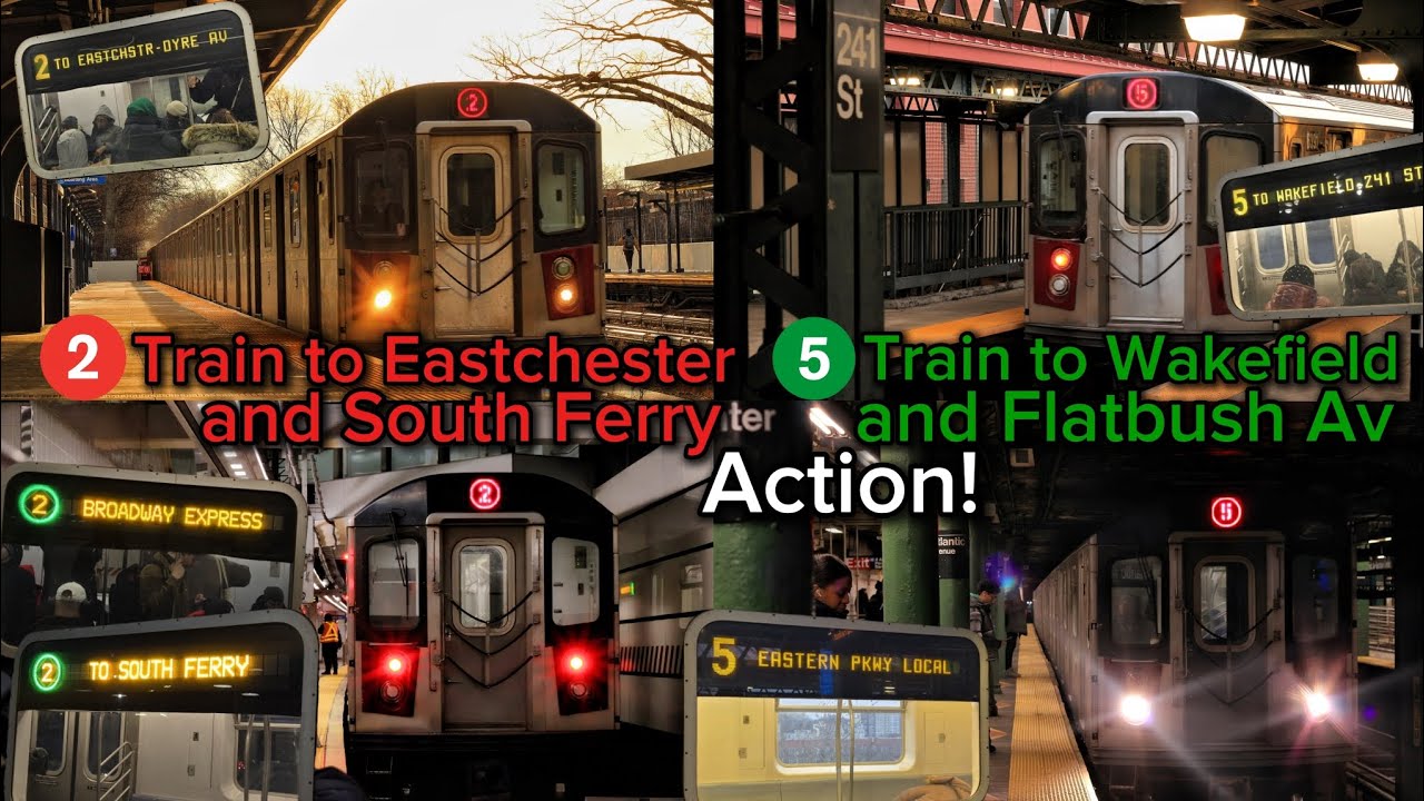 2 Train to Eastchester and South Ferry / 5 Train to Wakefield and Flatbush Av Action!