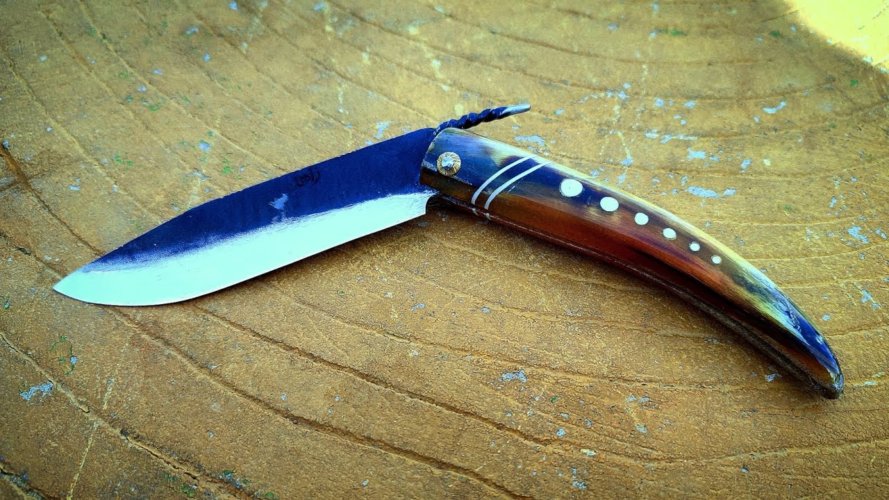Make folding knife with HORN and STAINLESS STEEL