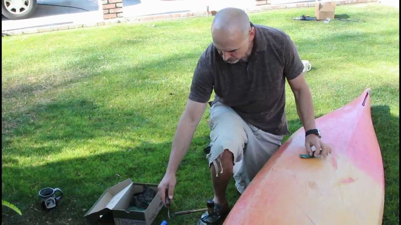 How to repair scratches in plastic kayaks using ordinary tarp - by Neptune's Rangers Tony Johnson