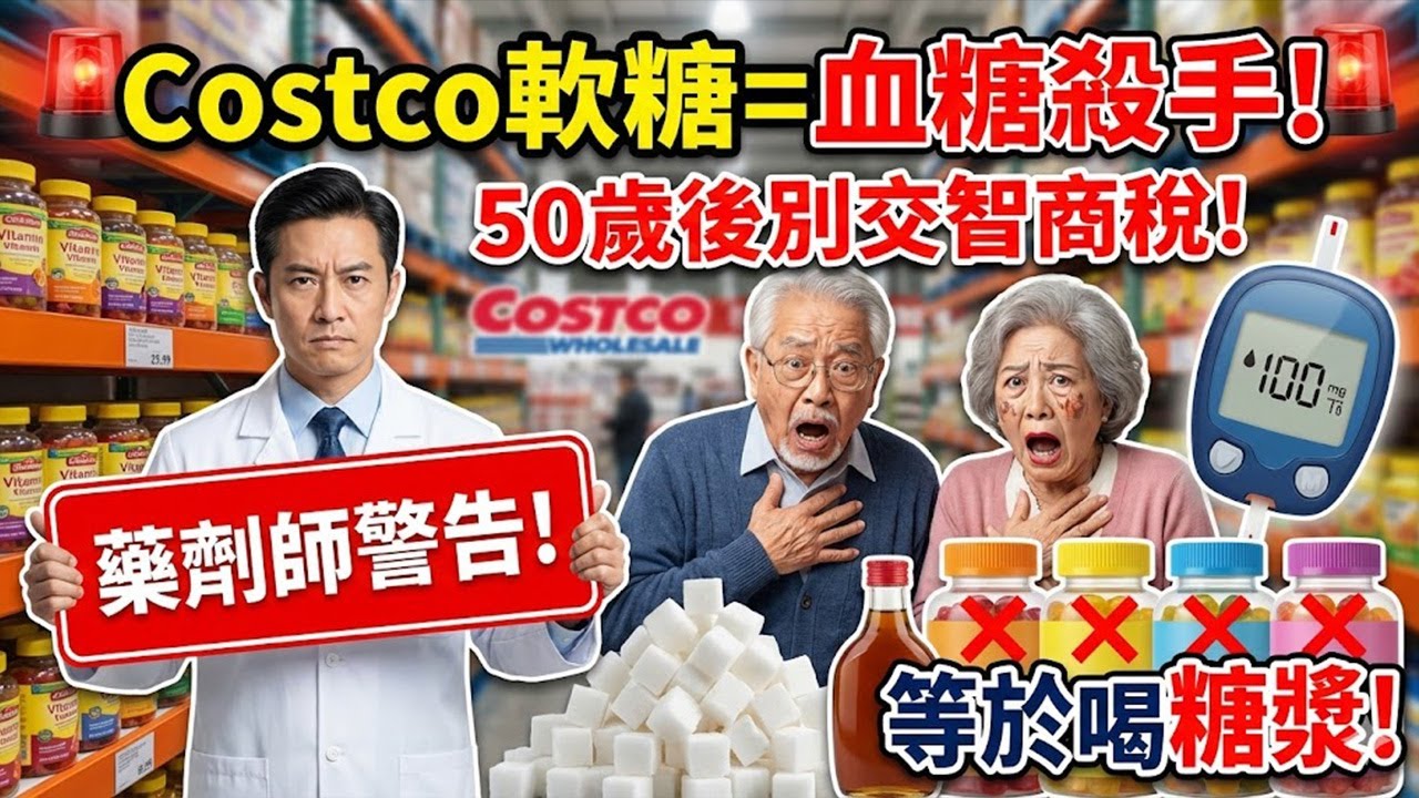 Costco這4款熱銷「軟糖維生素」其實是血糖殺手？藥劑師警告：50歲後別再交智商稅，吃它等於在喝糖漿！#Costco #軟糖維生素 #血糖 #健康 #營養