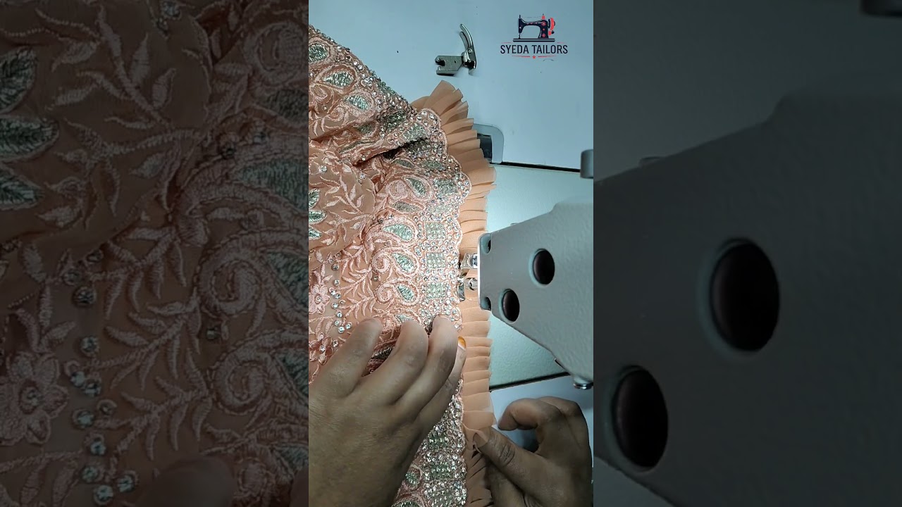 Stitching fall on a heavy work Saree 