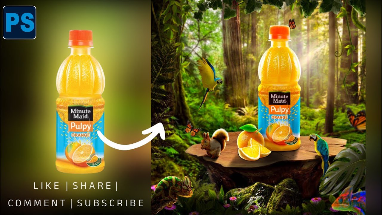 product manipulation in photoshop | speed art| pulpy orange photoshop tutorial 2023