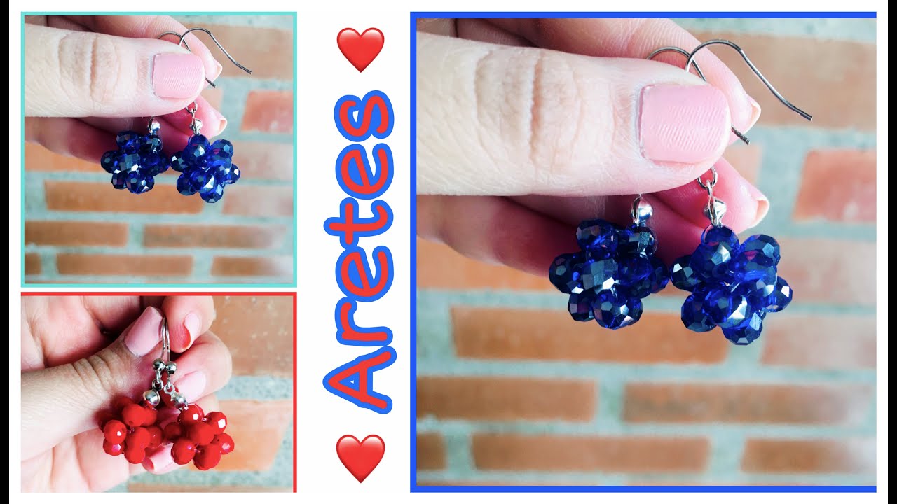 Aretes en bolita con cristales/paso a paso