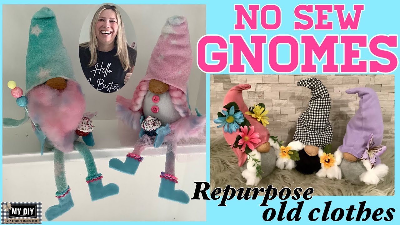 NO SEW GNOME DIY | SPRING GNOMES | COTTON CANDY GNOMES | REPURPOSE OLD CLOTHES!