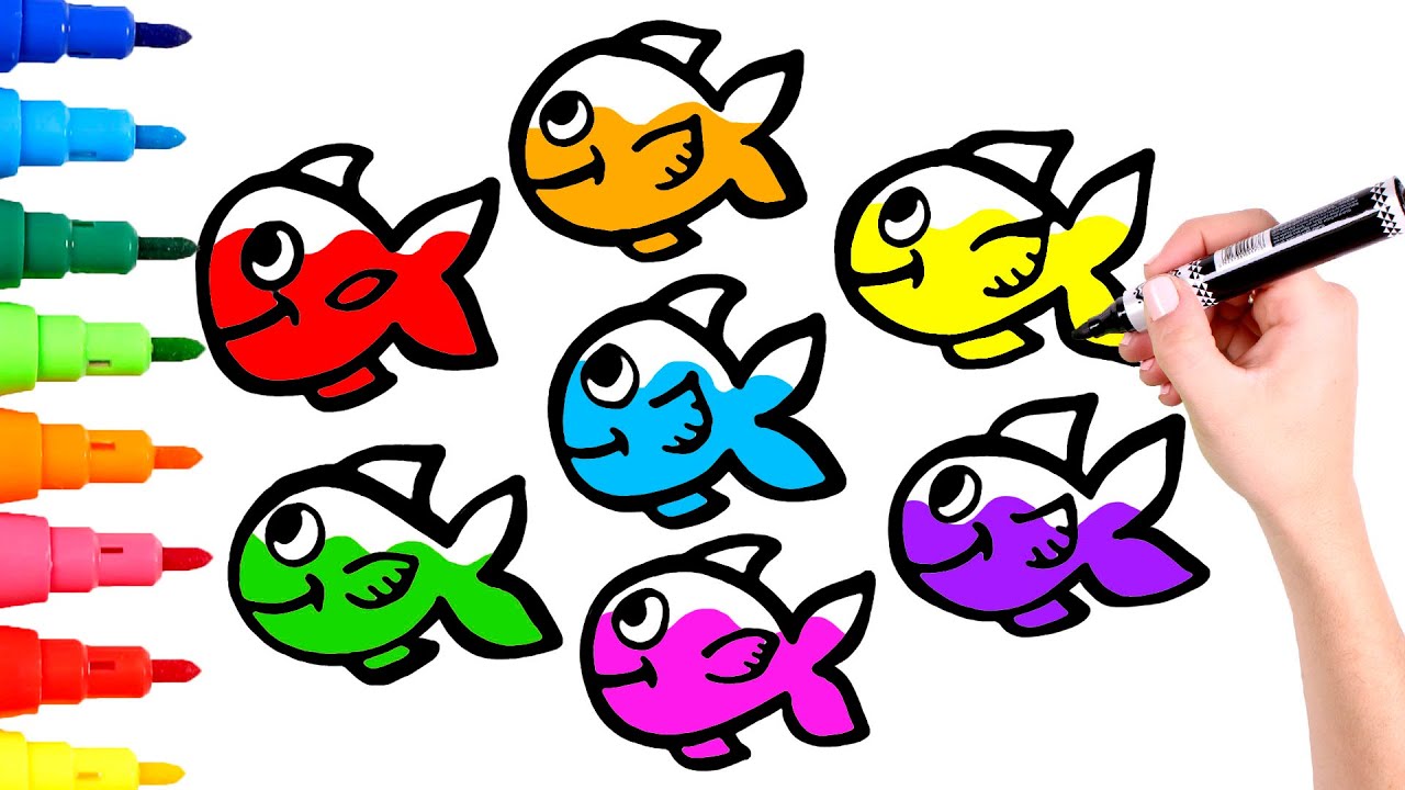 Dibuja y Colorea Peces de Colores 🐟🌈 Cómo dibujar
