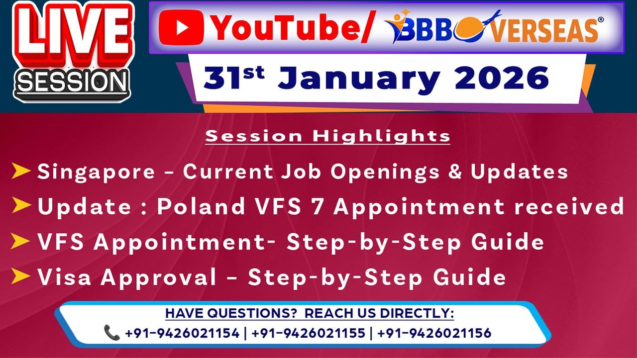 Singapore Current Available Jobs l Poland VFS Appointment Availability, Current Visa Ratio Live Chat