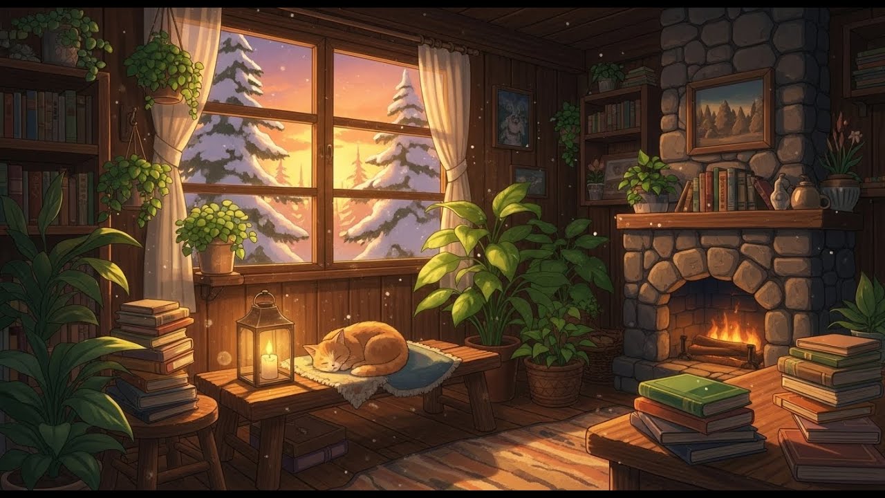 24/7 Winter Fireplace Crackling ❄️🔥 Cozy Cabin Sounds to Unwind