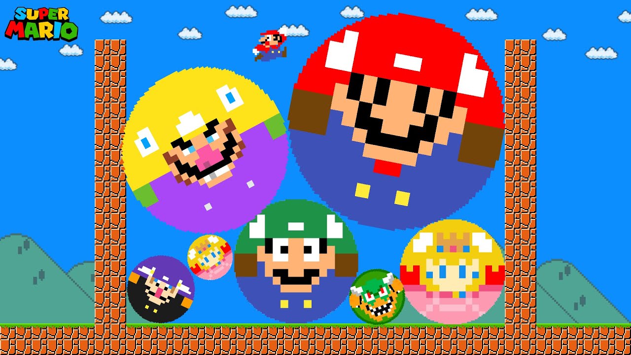 Mario vs the Watermelon Game but it Marble Race (SUIKA)