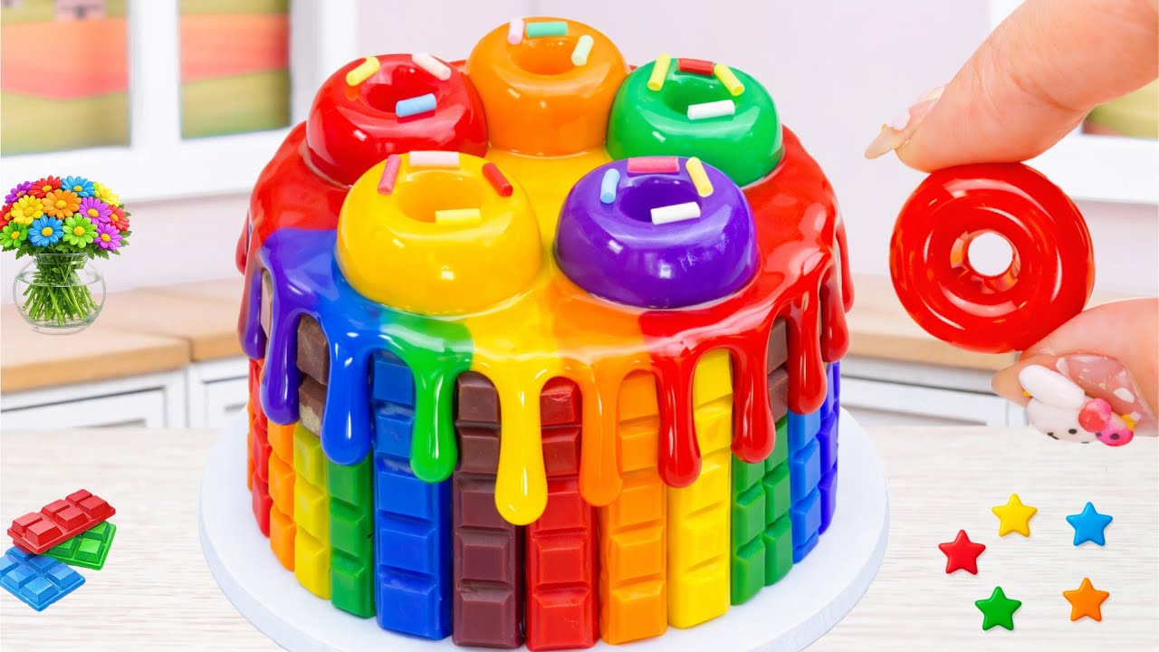Amazing Mini Rainbow Donut Chocolate Cake 🌈🍩 | Satisfying Drip Mini Cake Decorating | Amazing Cake