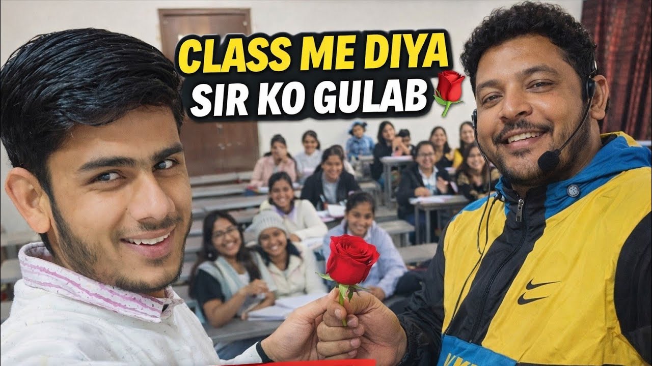 Chalti class me diya sir ko gulab 🌹 | puri class me mahol bna diya 😂 | karan vlog 6227