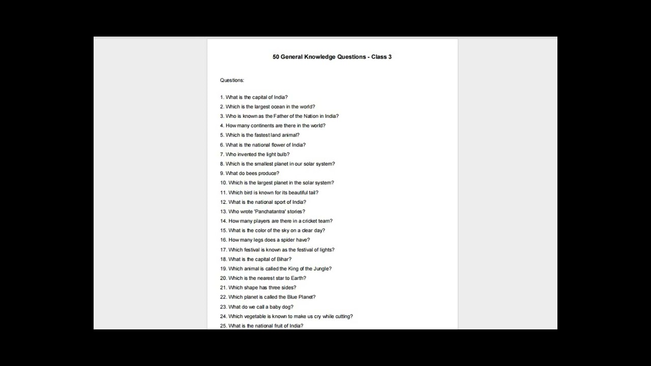25 gk quiz for class 4 by factopedia-m25
