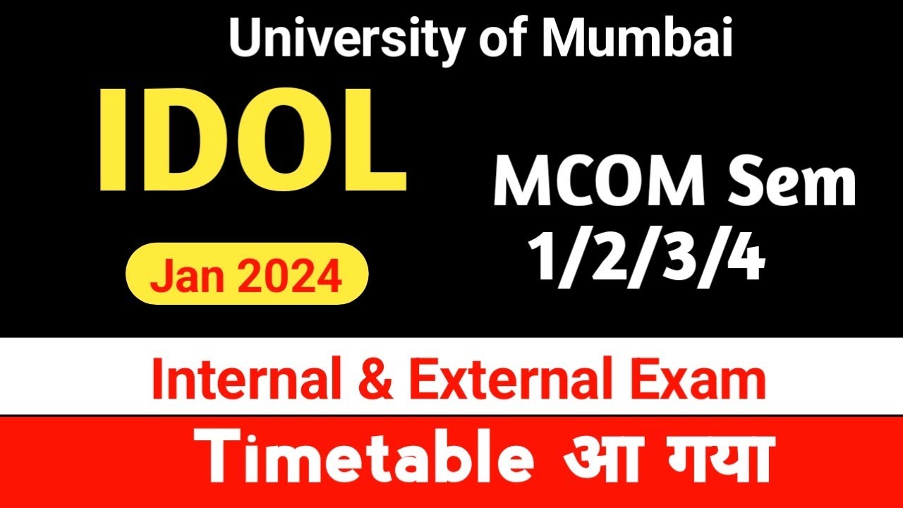 Mcom Examination Timetable Jan 2024  || IDOL MCOM Interna & External Exam Timetable || Jitesh sir ||