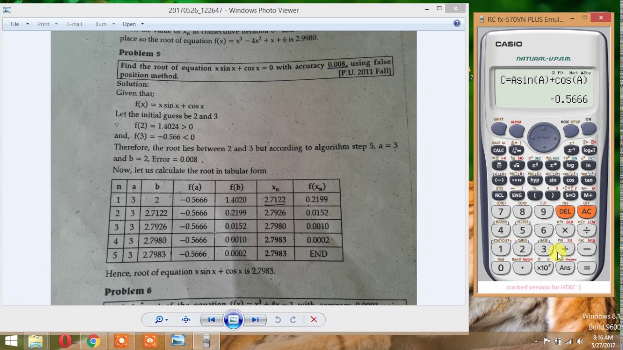fastest way to solve the false position method using calculator