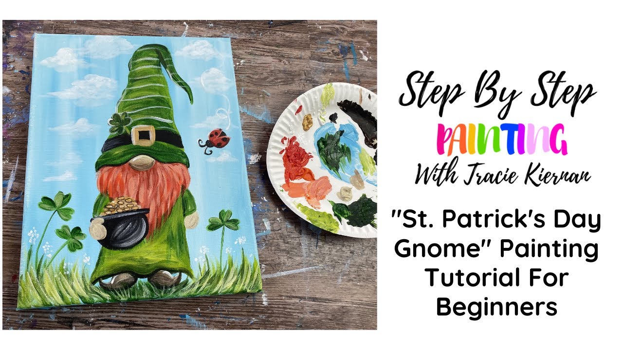 St. Patrick's Day Theme Gnome Acrylic Painting Tutorial For Beginners