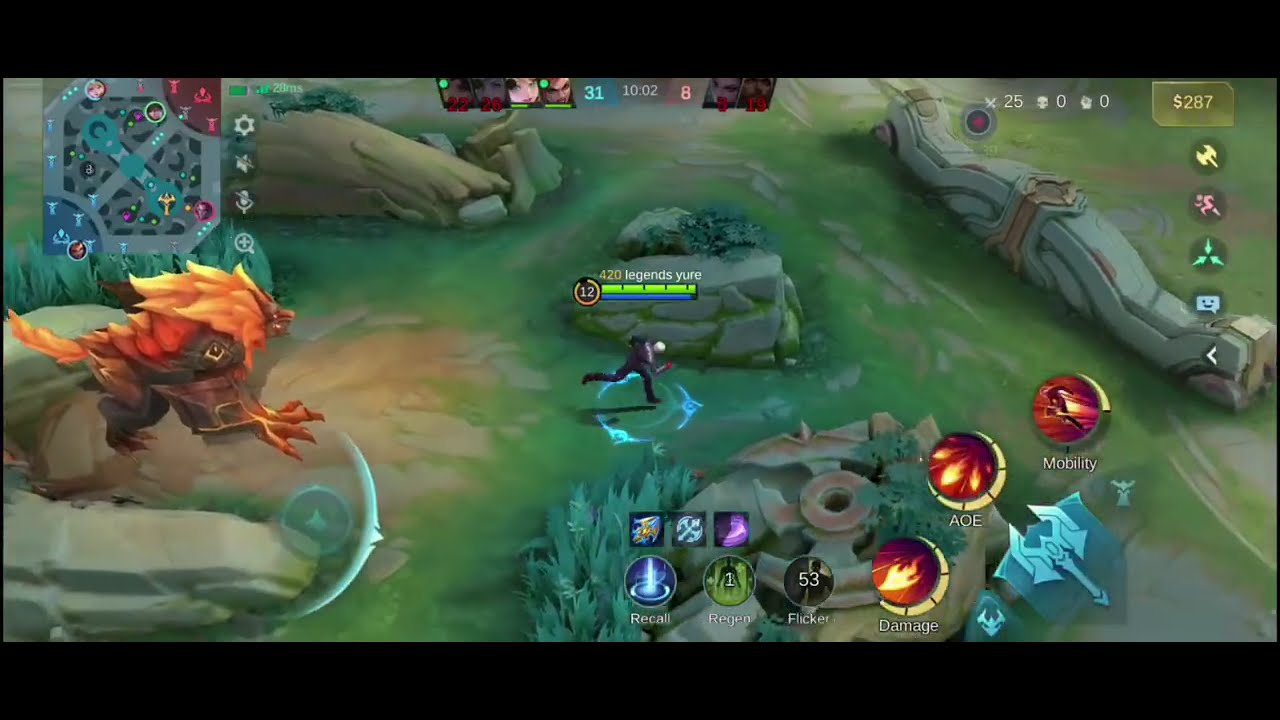 Gusion in mid lane what a damage ( highlights @RamelPalmagil}#mobilelegends 