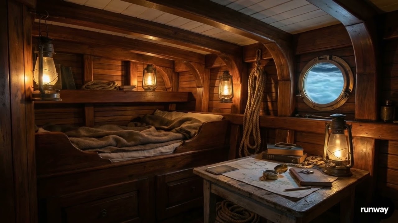 Deep Sleep Instantly within 3 Minutes - Old Wooden Boat Sounds, Ocean Waves & Rain (No Loop)