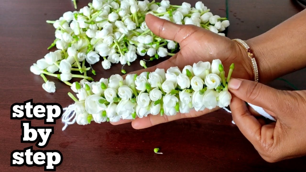 Flower mala making step by step / பூ மாலை கட்டு கட்டுவது எப்படி/ nandiyavattai poo kattuvathu eppadi