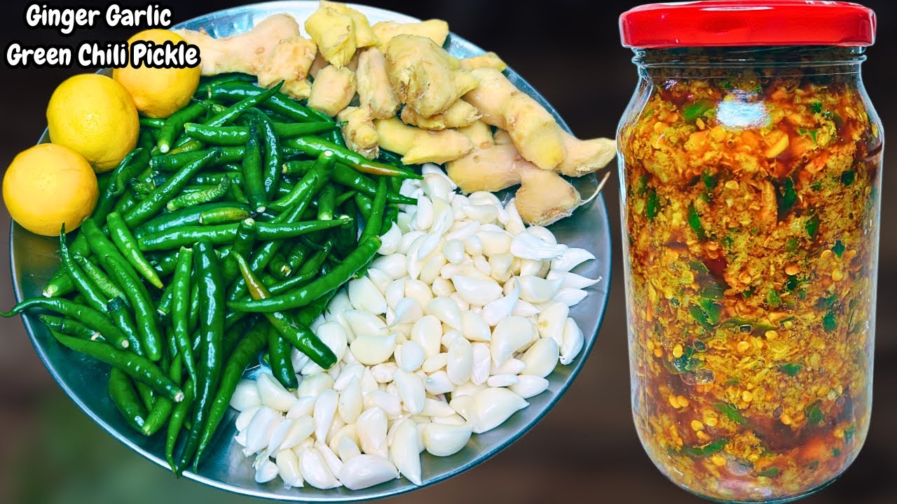 अदरक लहसुन हरी मिर्च का जायकेदार अचार | Ginger Garlic Green Chilli Pickle Recipe | Achaar Recipe