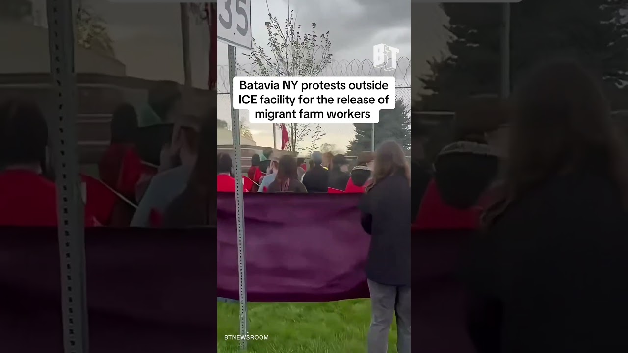 Today in Batavia, NY, protesters rallied outside ICE, demanding the release of 14 migrant workers