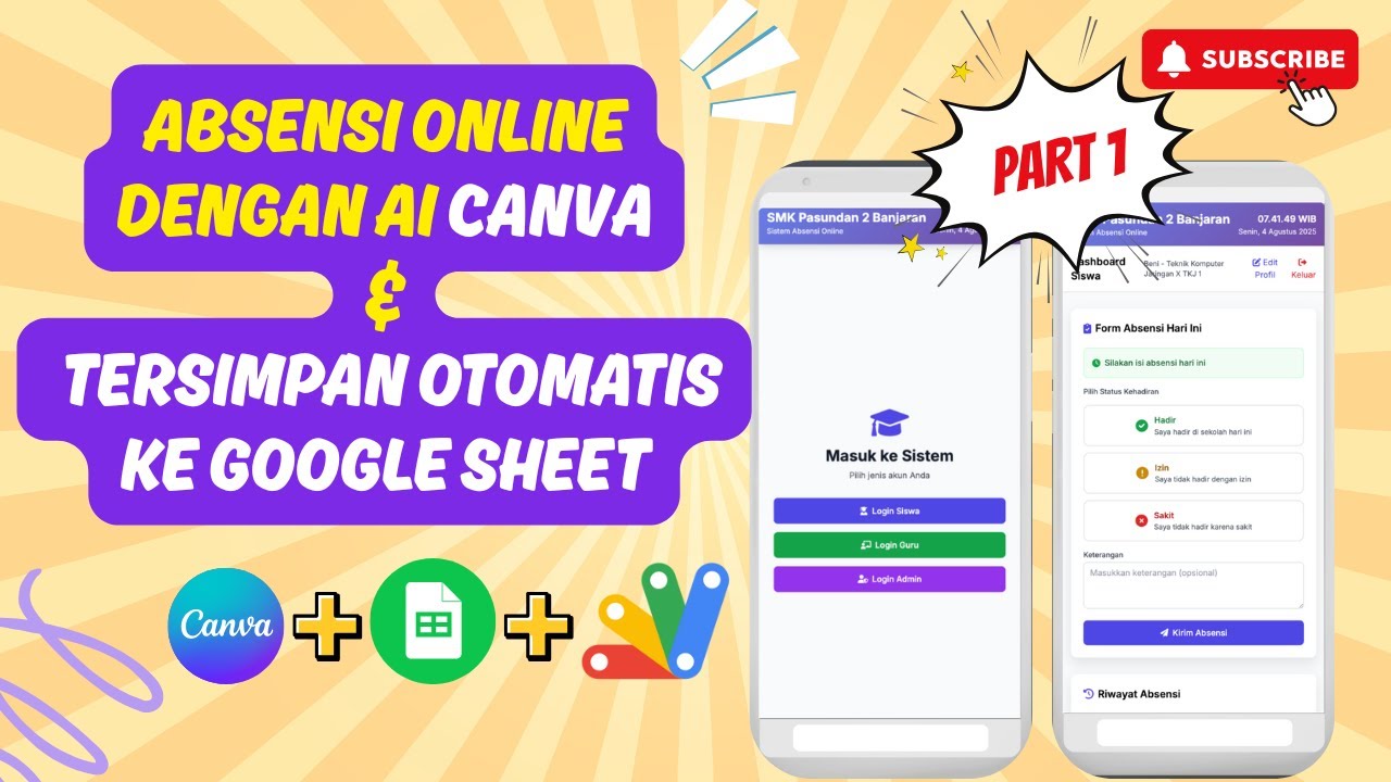 PART 1 | Cara Buat Absensi Online di Ai Canva & Tersimpan Ke Google Sheet | ABSEN DIGITAL