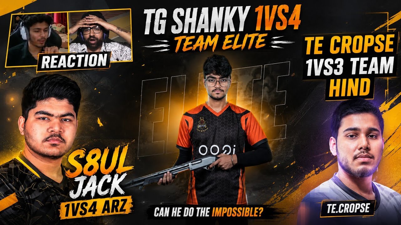 TG SHANKY 1VS4 TEAM ELITE👽| S8UL JACK 1VS4 ARZ | TE CROPSE 1VS3 TEAM HIND | ALL CLUTCH HIGHLIGHT