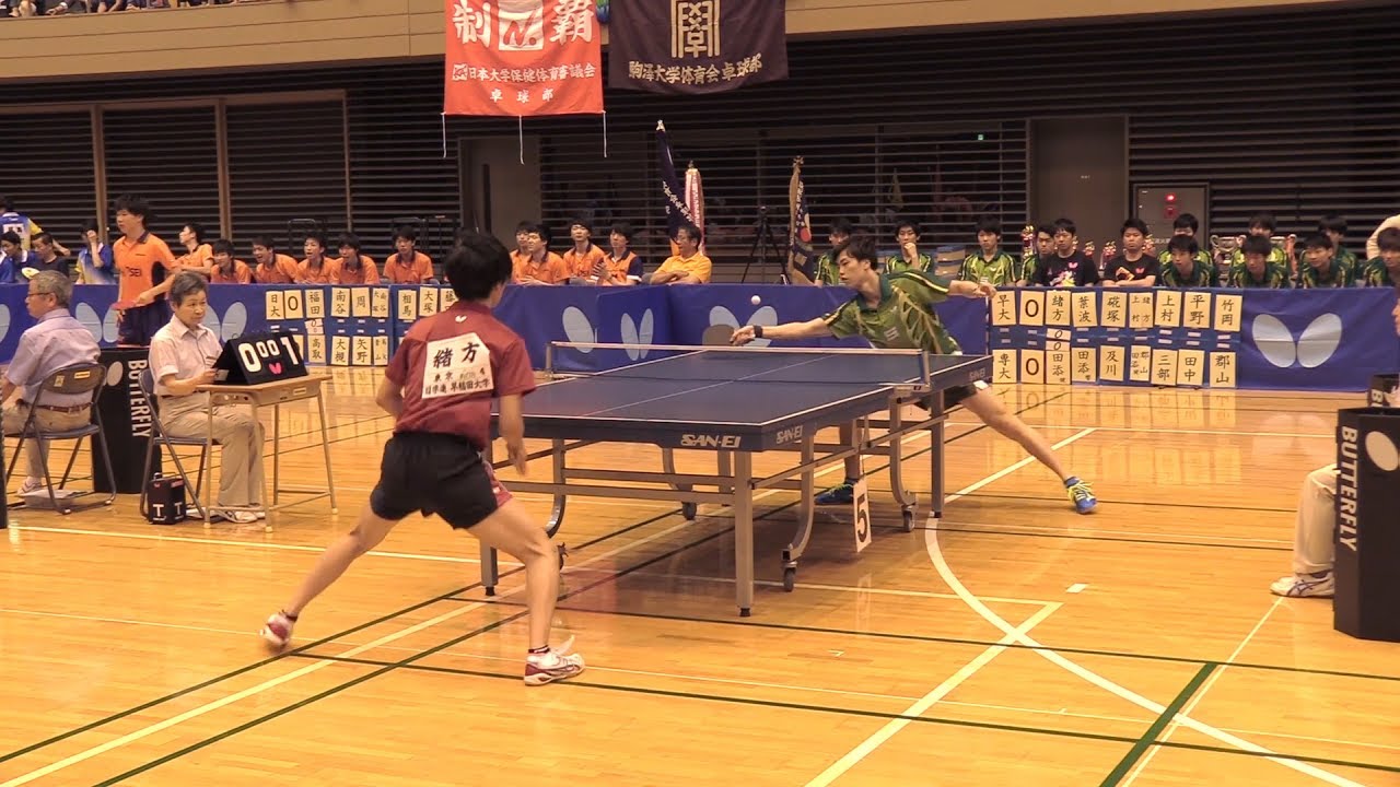 緒方遼太郎(早稲田大) vs田添健汰(専修大) H29春 関東学生卓球リーグ |Rallys（ラリーズ）