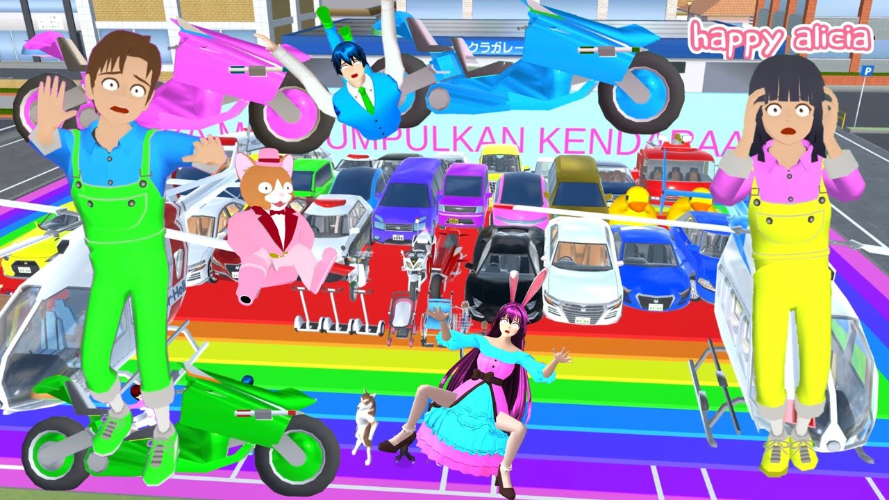 Yuta VS Mio Lomba Mengumpulkan Semua Kendaraan Mobil Motor Balap Kota Sakura 😱🤣🚘 | Happy Alicia