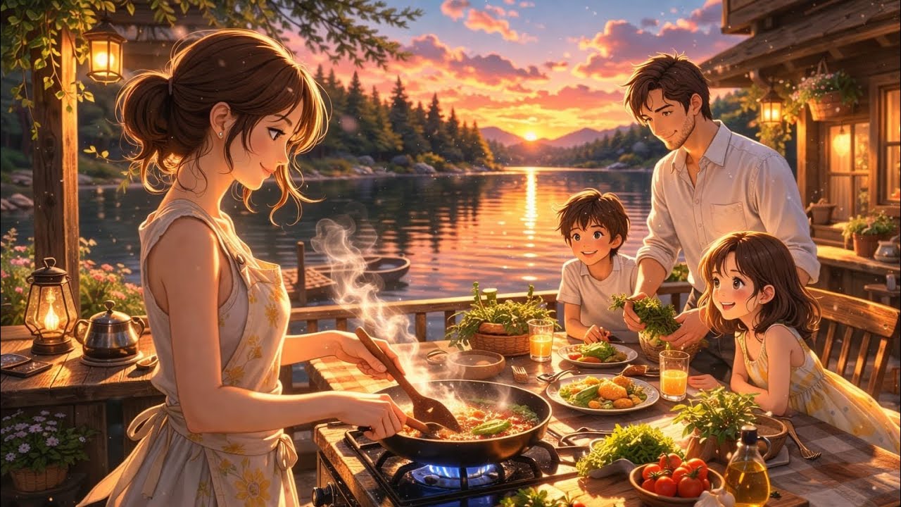 Ghibli Inspired Relaxing Family Story | Peaceful Lakeside ASMR Animation