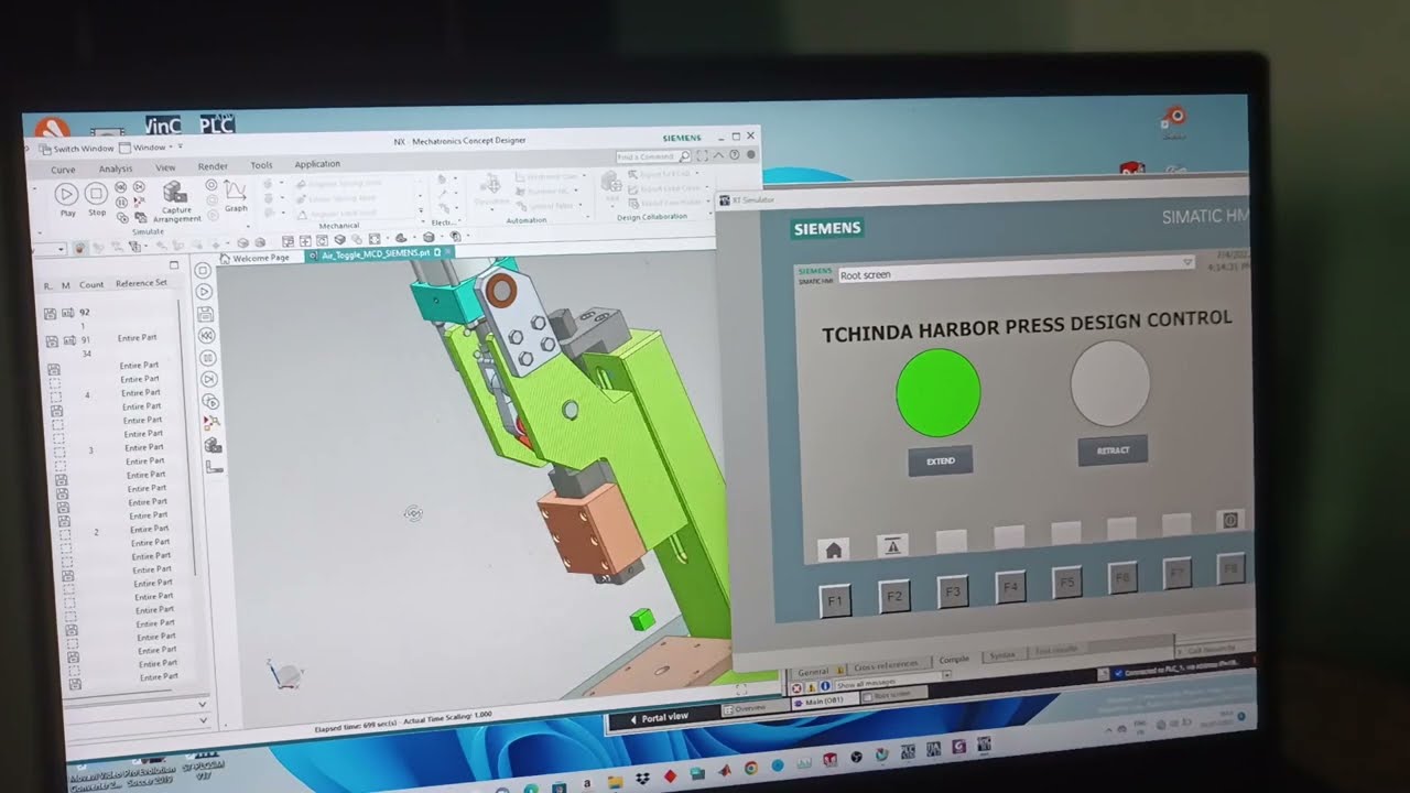 CONTROL CAD WITH PLC CODE WITH NX SIEMENS TIA PORTAL HMI (Virtual Commissioning )