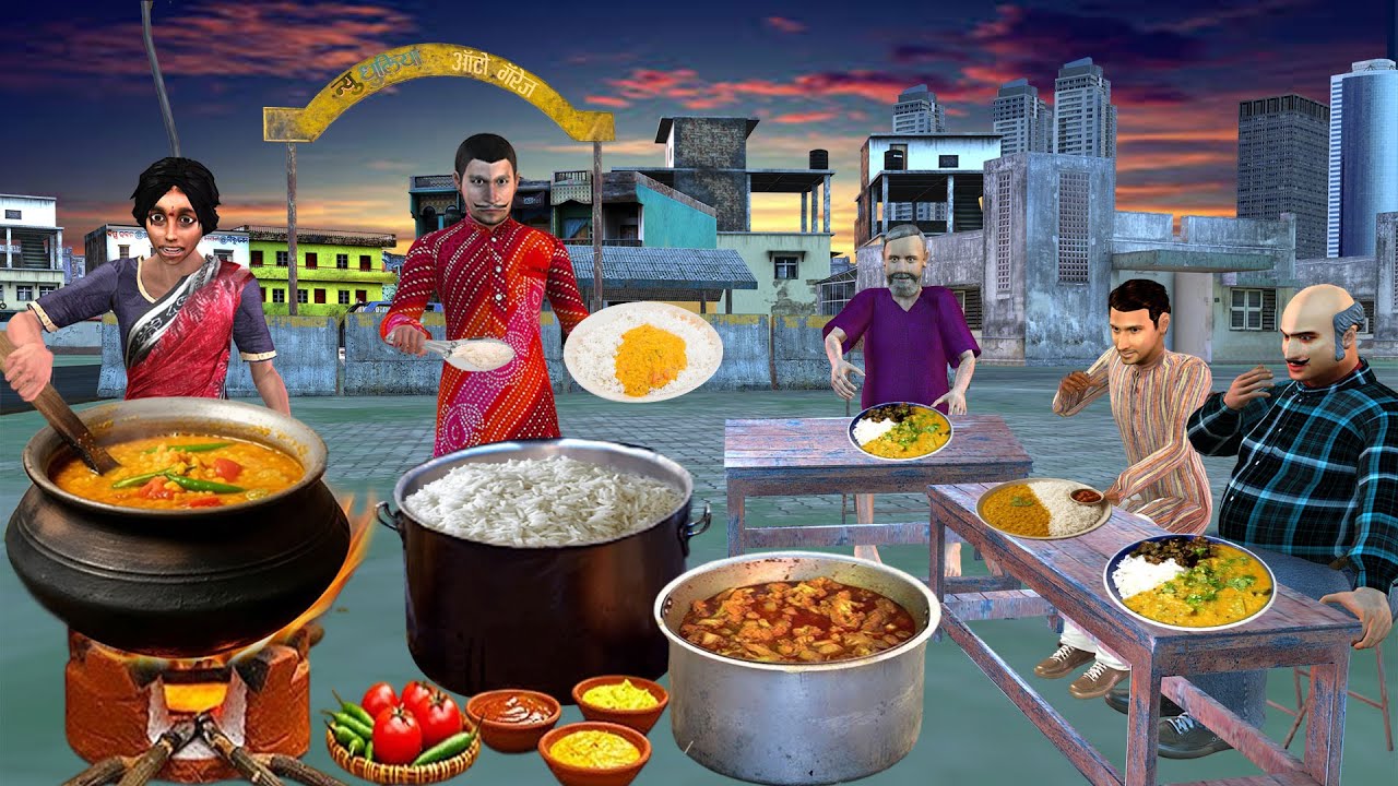 Early Morning Dal Chawal Sabji Unlimited Street Food Hindi Kahaniya Moral Stories Hindi Comedy Video