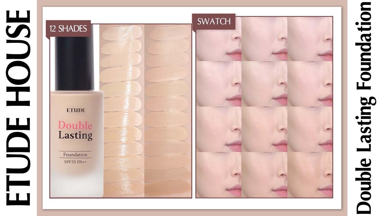 Etude House NEW Double Lasting Foundation all 12 shades swatch | Skin care , How to , Smear Test
