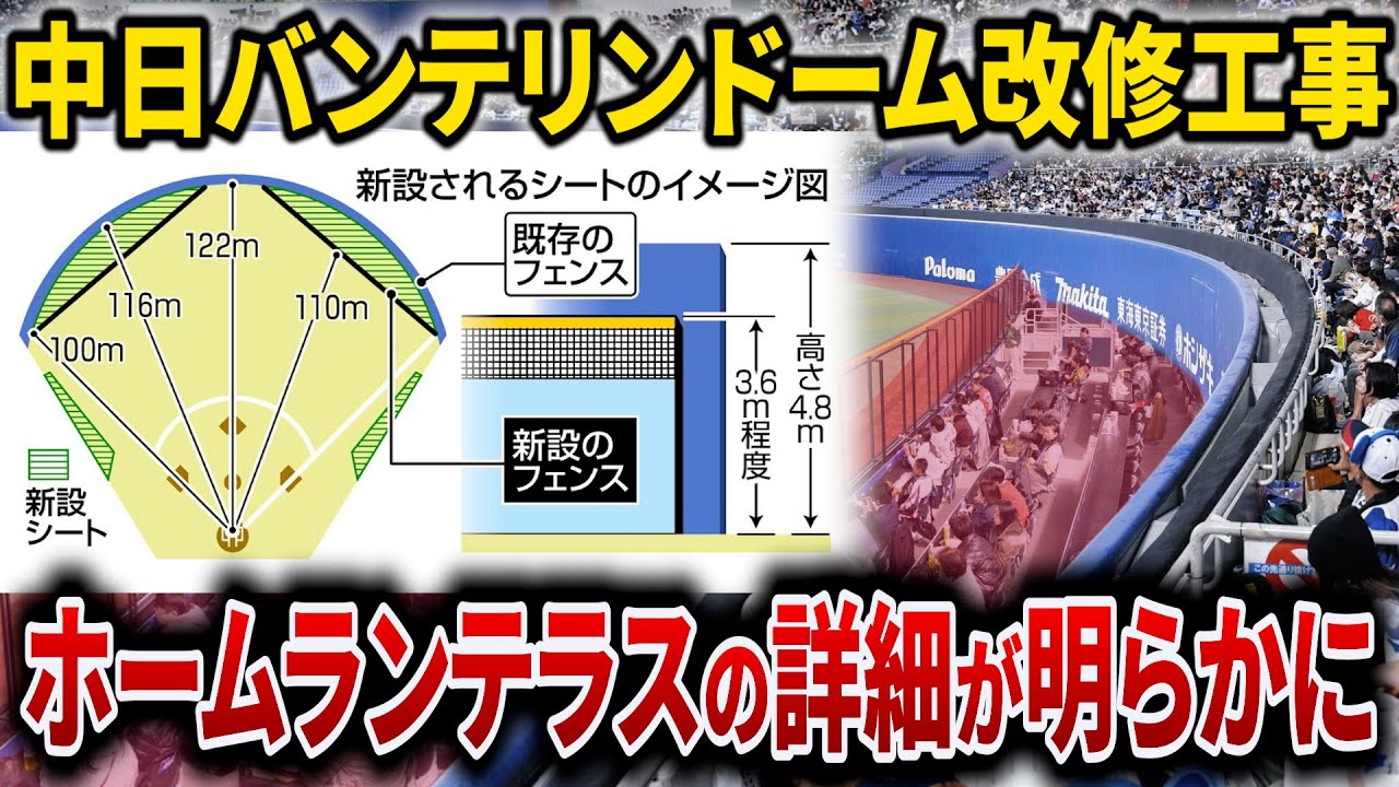 【バンテリンドーム改修工事の概要が発表される】2026年シーズンからホームランテラスの設置が決定した中日本拠地の改修の詳細が明かされました