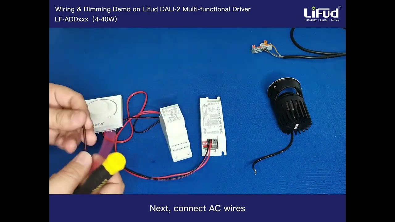 Wiring & Dimming Demo on Lifud DALI-2 Multi-functional Driver:LF-ADDxxx(4-40W)