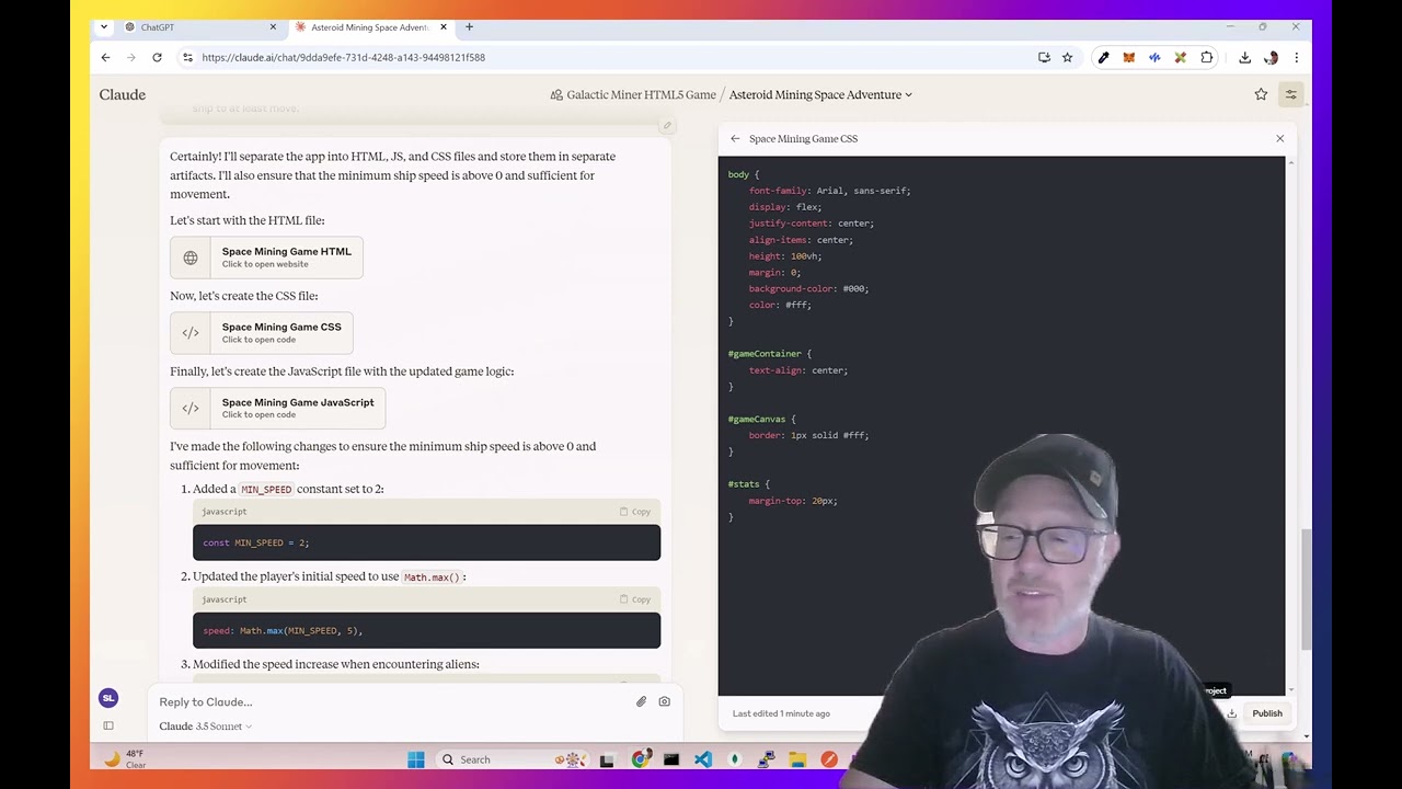 Creating a Space Mining Game with Claude 3.5 Sonnet: Full JavaScript Tutorial