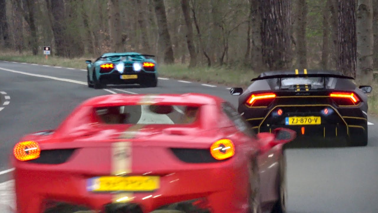 Supercars Accelerating LOUD! INSANE GINTANI SV-J, F12 Novitec, GT3RS iPE, SF90, Huracan STO Akra