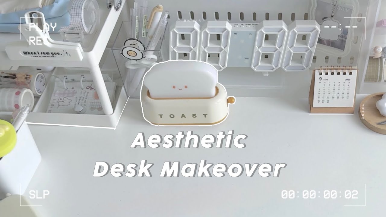 desk makeover ˚.🎀༘⋆🥛aesthetic,pinterest Inspired +cleaning & organisation 