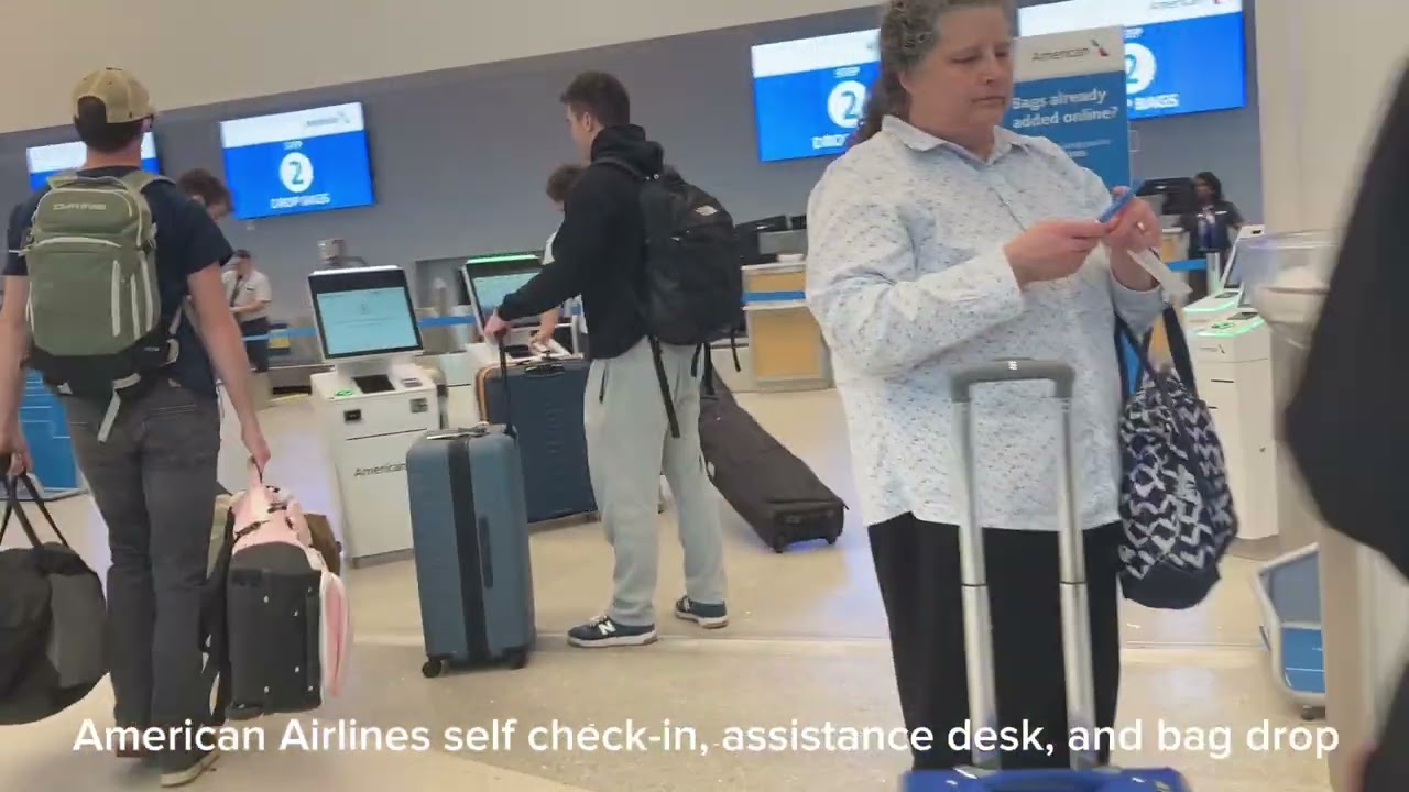 CLT airport- Check in and departure area walk-through- before security