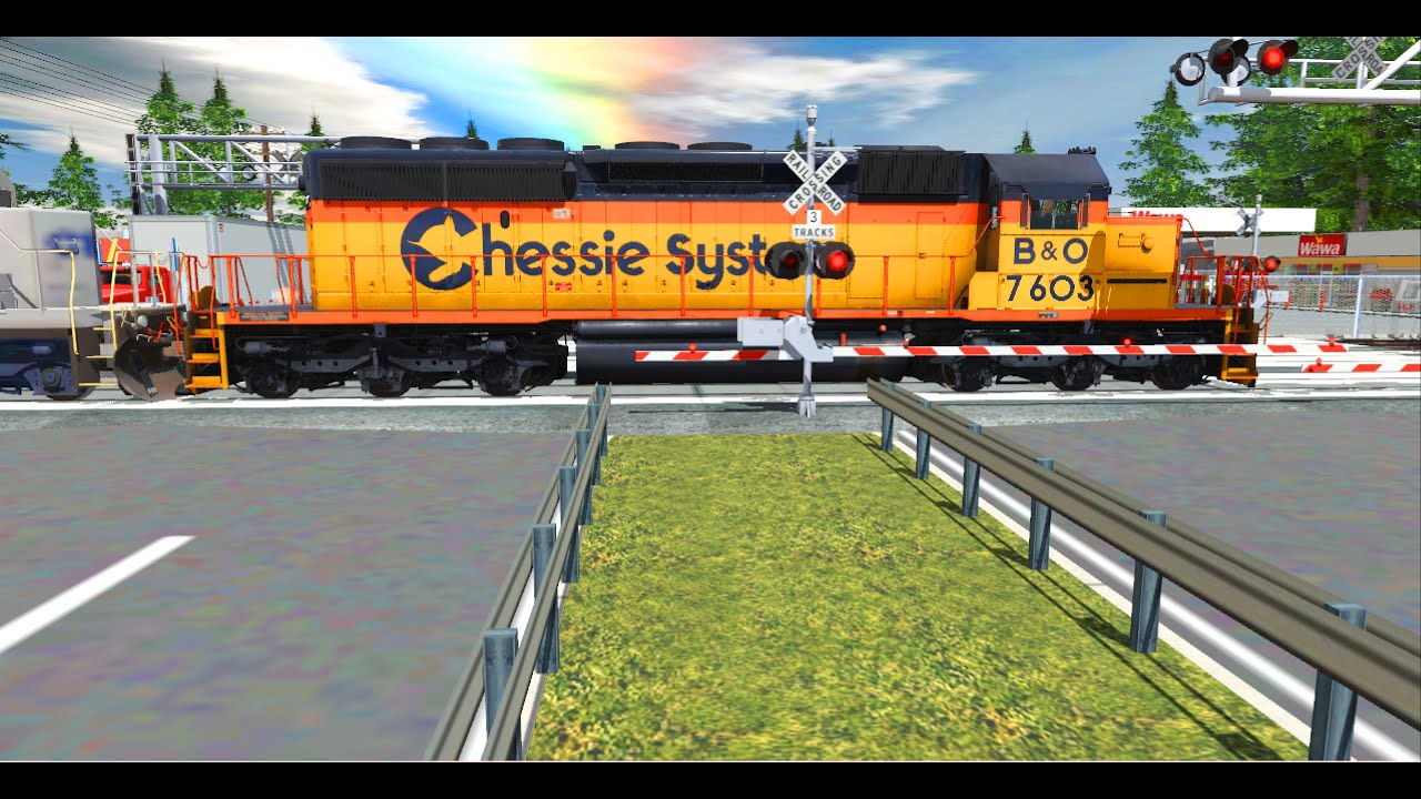Trainz 2019 Railfanning S05 E13: Amtrak, BNSF, Chessie, CSX, NS, UP, Large Fictional Grade Crossing
