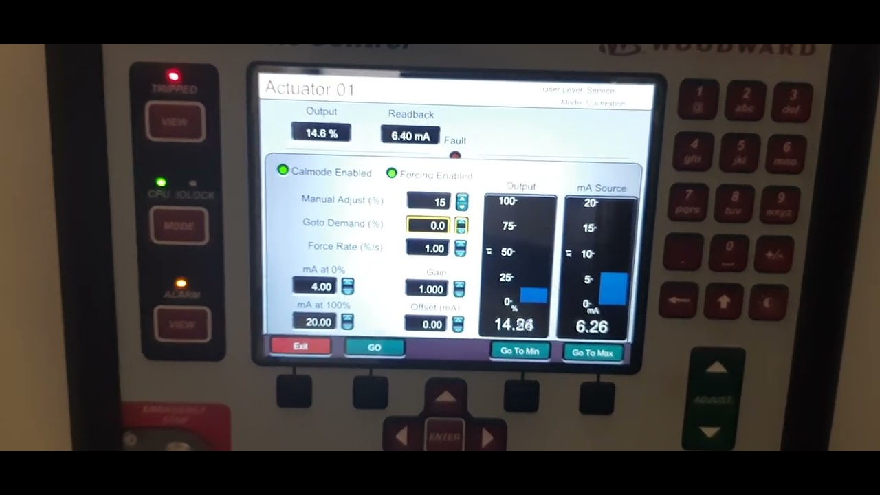 triveni turbine control valve calibration with Woodward controller