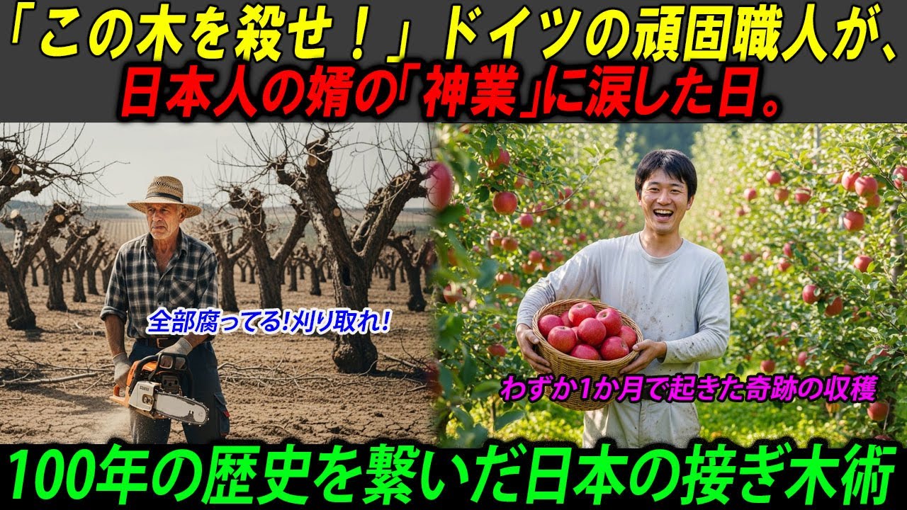 【感動の実話】「木に刃物を？」ドイツの頑固な職人が驚愕。日本人の婿が「日本式の接ぎ木」で100年の果樹園を救い、「この農場は君に」
