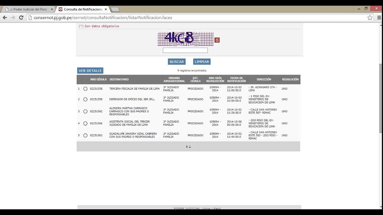 BÚSQUEDA DESDE LA PÁGINA WEB DEL PODER JUDICIAL