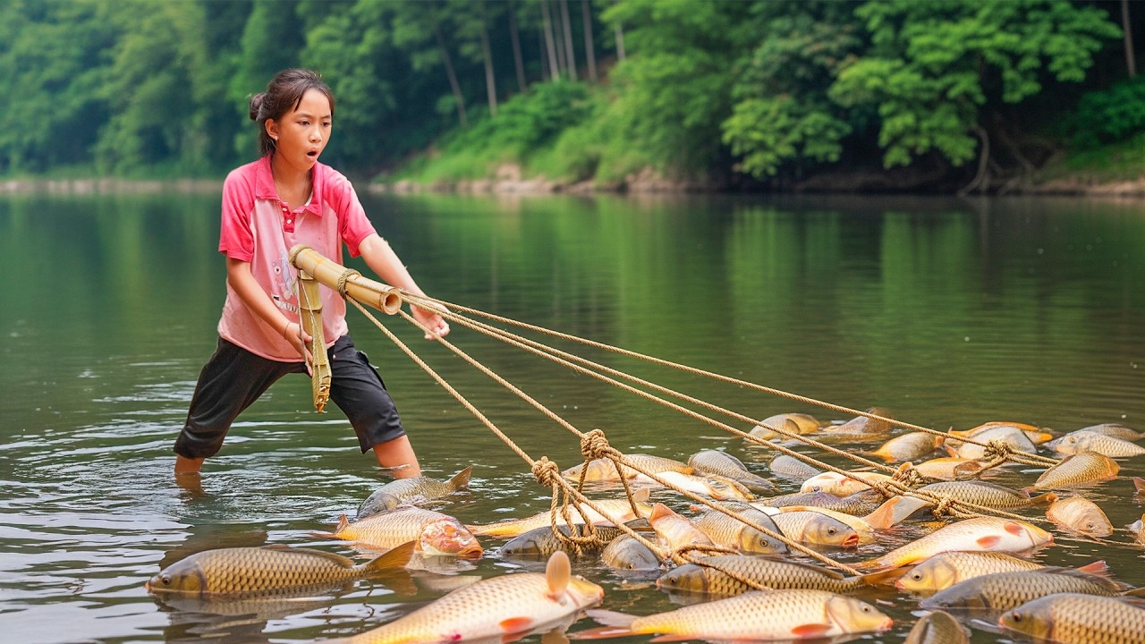 Capturei Muitos Peixes Gigantes com Anzol e Levei ao Mercado – Vida nas Montanhas e na Floresta