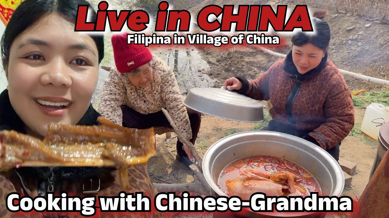 Ate Clydee life in China is live! Cooking goose with grandma.🥰