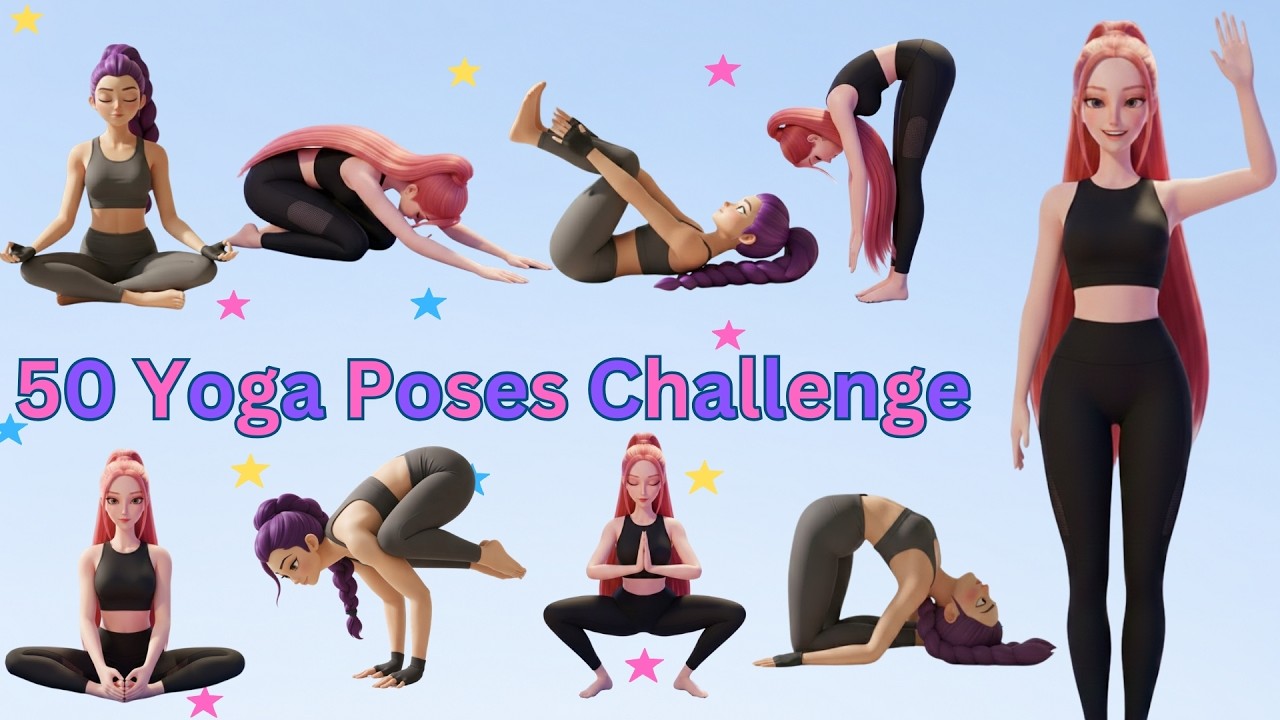50 Yoga Poses Challenge 🧘‍♀️ | Mira & Rumi | Try to Finish