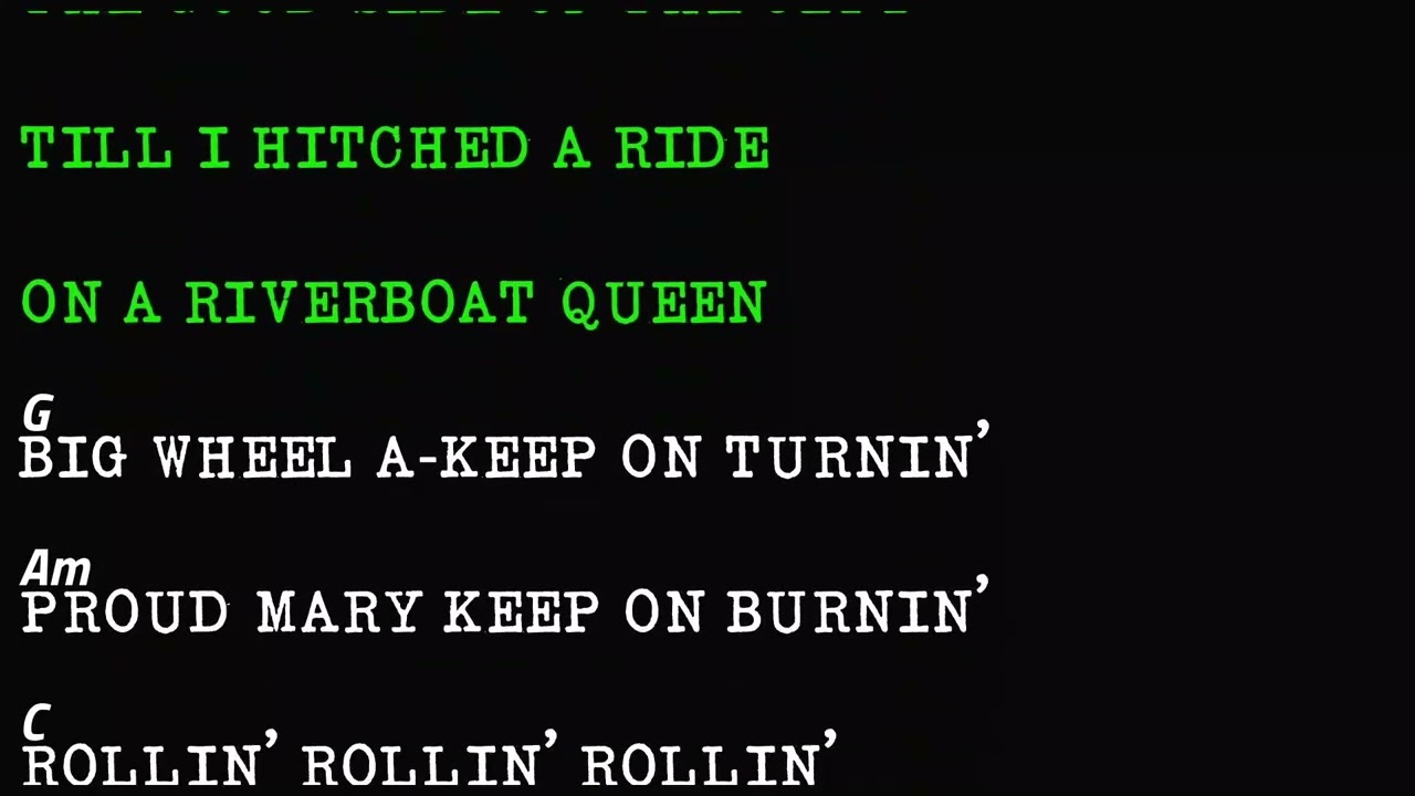 Creedence Clearwater Revival -  Proud Mary GUITAR BACKING TRACK With Chords And Lyrics