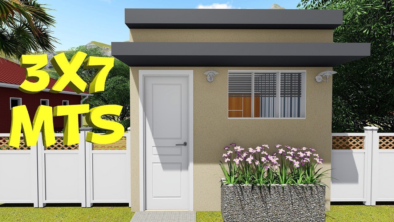 Plano de casa pequeña de 3x7 metros con 1 dormitorio